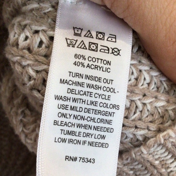 Tan Chunky Knit Sweater with Zipper Elbow Detail - Picture 5 of 5